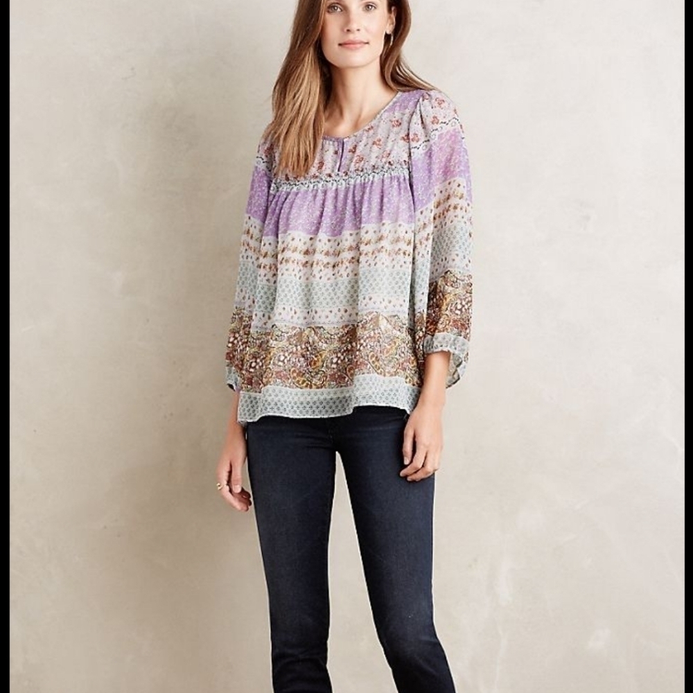 Maeve Kada boho‎ blouse festival blue/purple floral